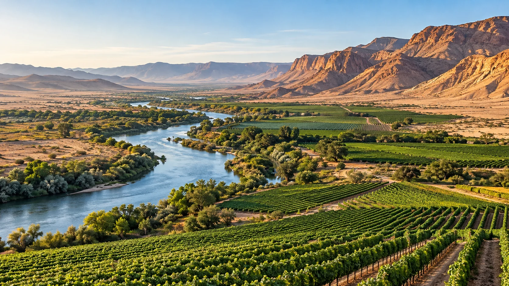 AI-generated concept illustration of agriculture and water in Namibia